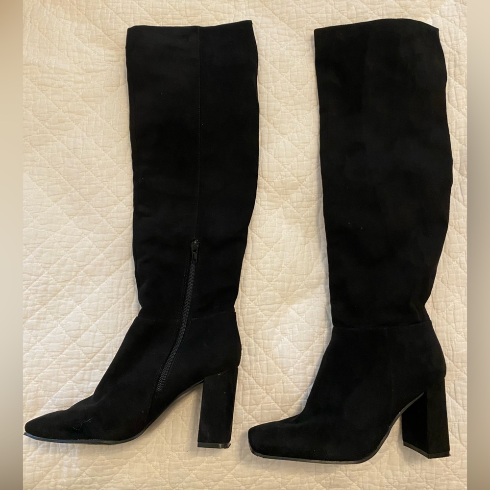 Nine West Over the Knee Boots, Black Suede 6.5